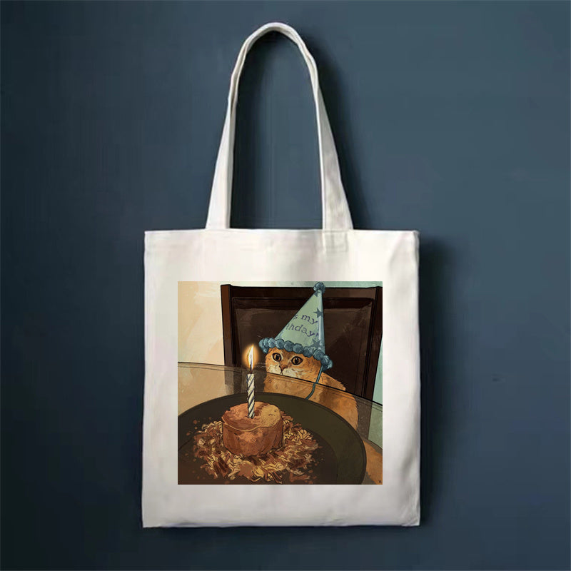 Cute Cat Canvas Tote Bag – Reusable, Large-Capacity Shoulder Bag for Women. Perfect for Shopping, Travel, or Everyday Use.”