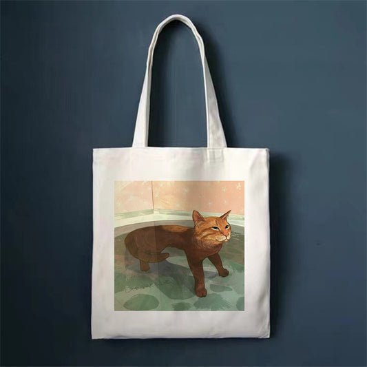 Cute Cat Canvas Tote Bag – Reusable, Large-Capacity Shoulder Bag for Women. Perfect for Shopping, Travel, or Everyday Use.”