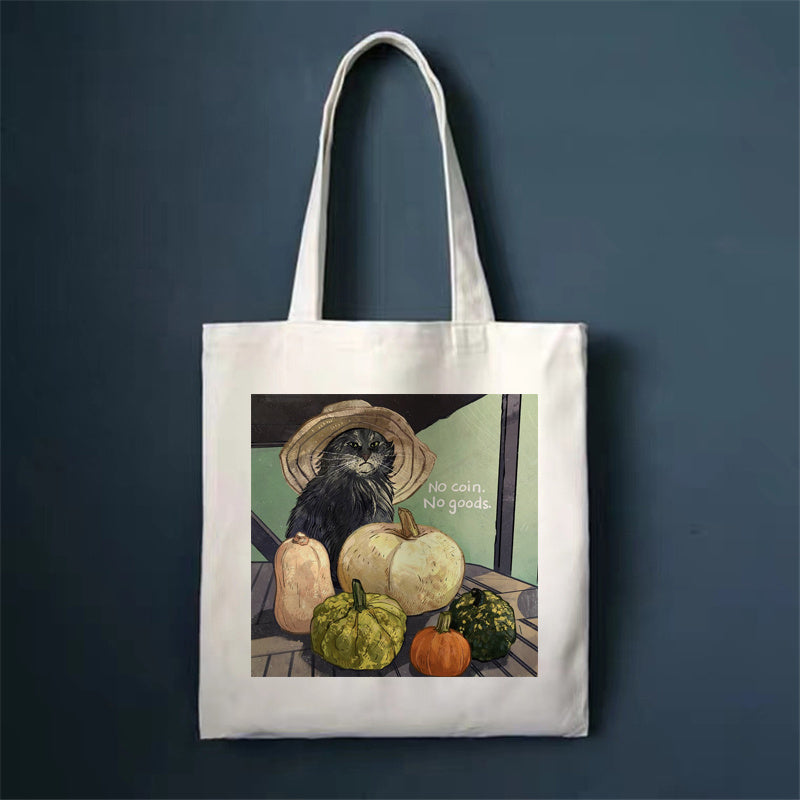 Cute Cat Canvas Tote Bag – Reusable, Large-Capacity Shoulder Bag for Women. Perfect for Shopping, Travel, or Everyday Use.”